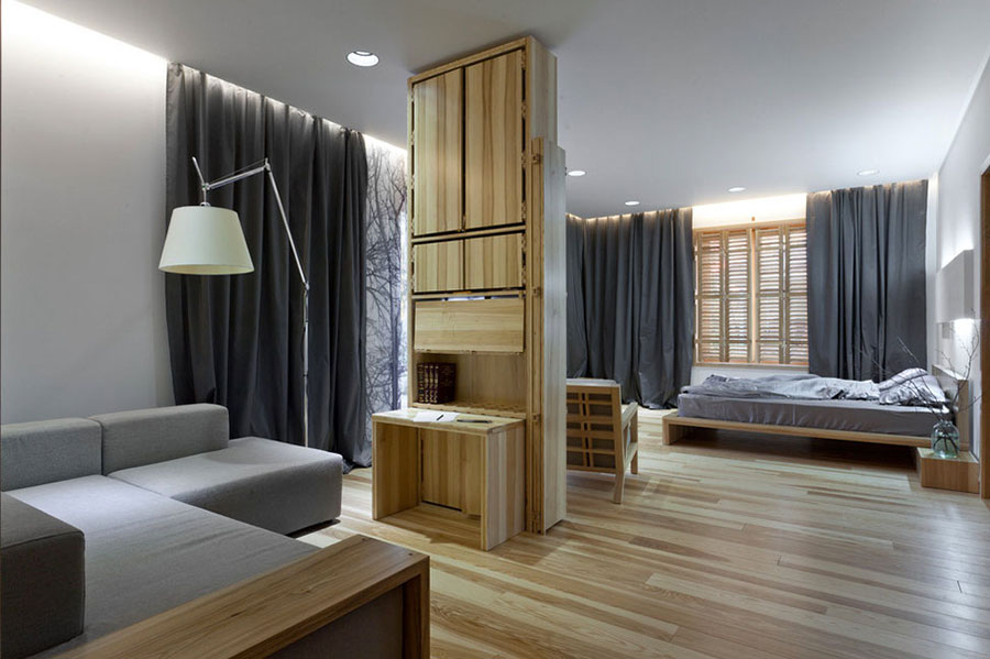 Ideas for furnishing a wooden bedroom with a modern design n.13