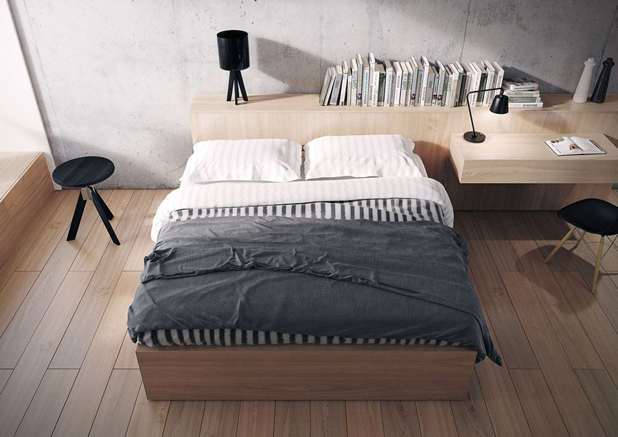 Ideas for furnishing a wooden bedroom with a modern design n.08