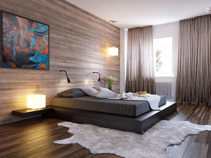 Ideas for furnishing a wooden bedroom with a modern design n.09