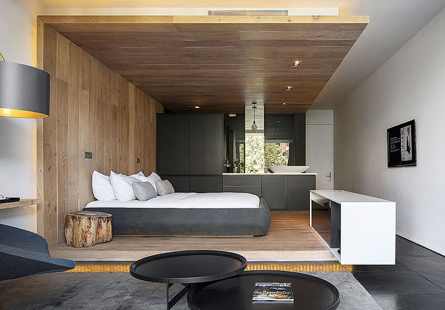 Ideas for furnishing a wooden bedroom with a modern design # 14