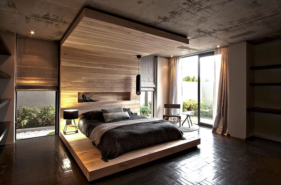 Ideas for furnishing a wooden bedroom with a modern design # 15