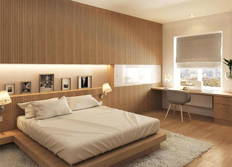 Ideas for furnishing a wooden bedroom with a modern design # 18